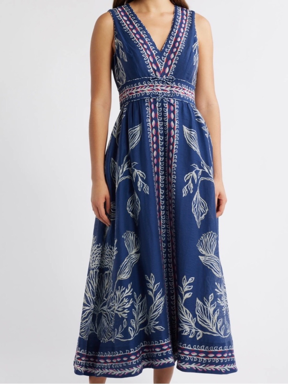 Lilly Pulitzer Daniella Linen Midi Dress - size 16 - Navy